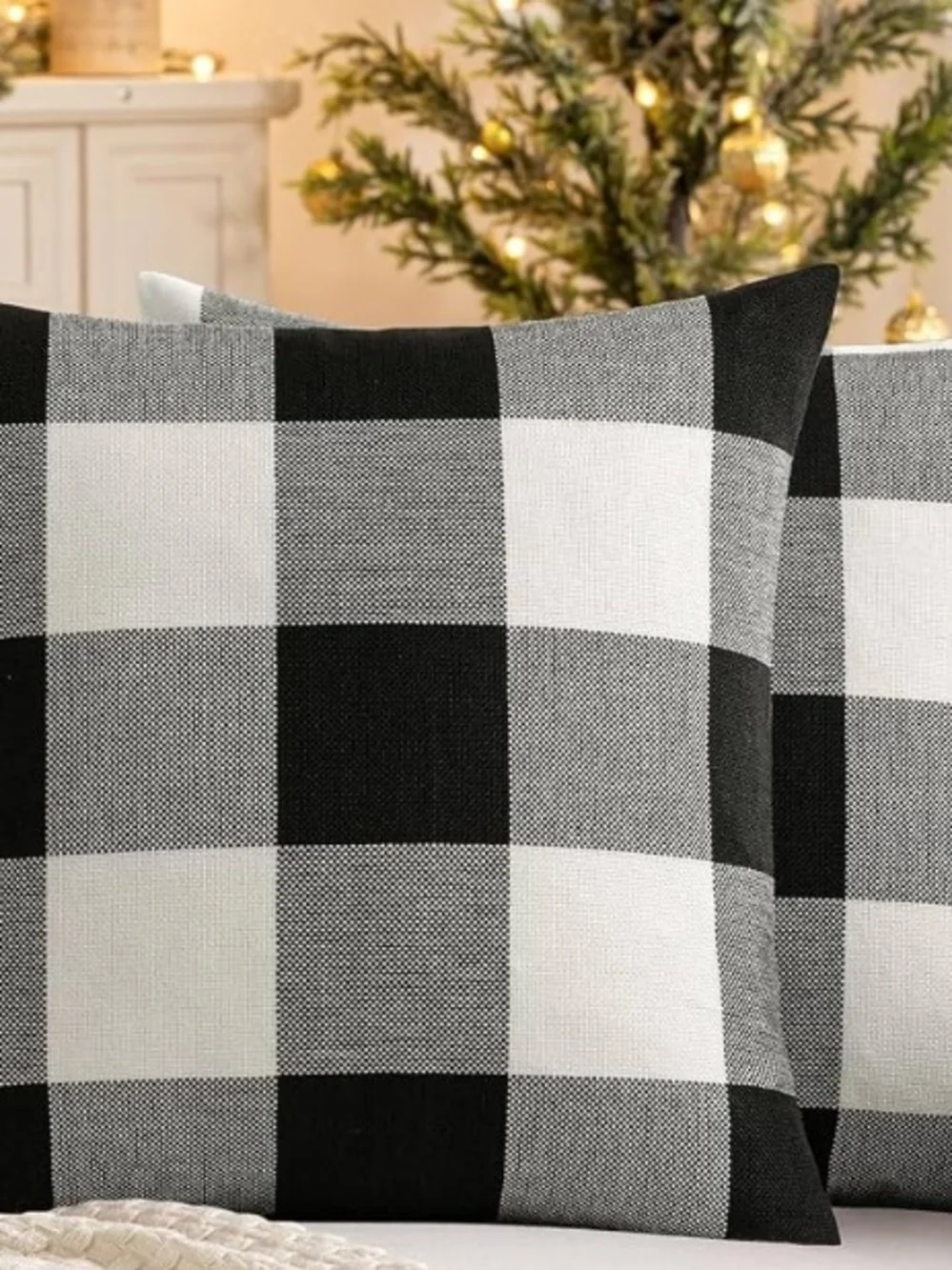 Black and White Buffalo Check Decorative Pillow - Home Holiday